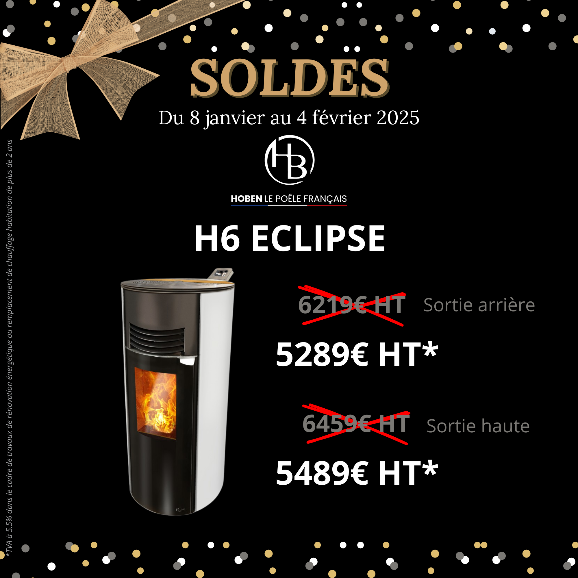 Poêle à granulé rond H6 Éclipse gris