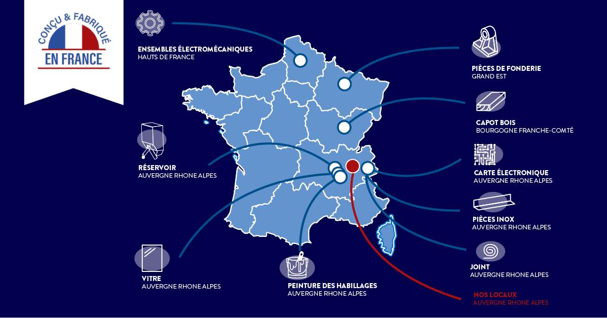 carte des fournisseurs français des poêles à granulés HOBEN